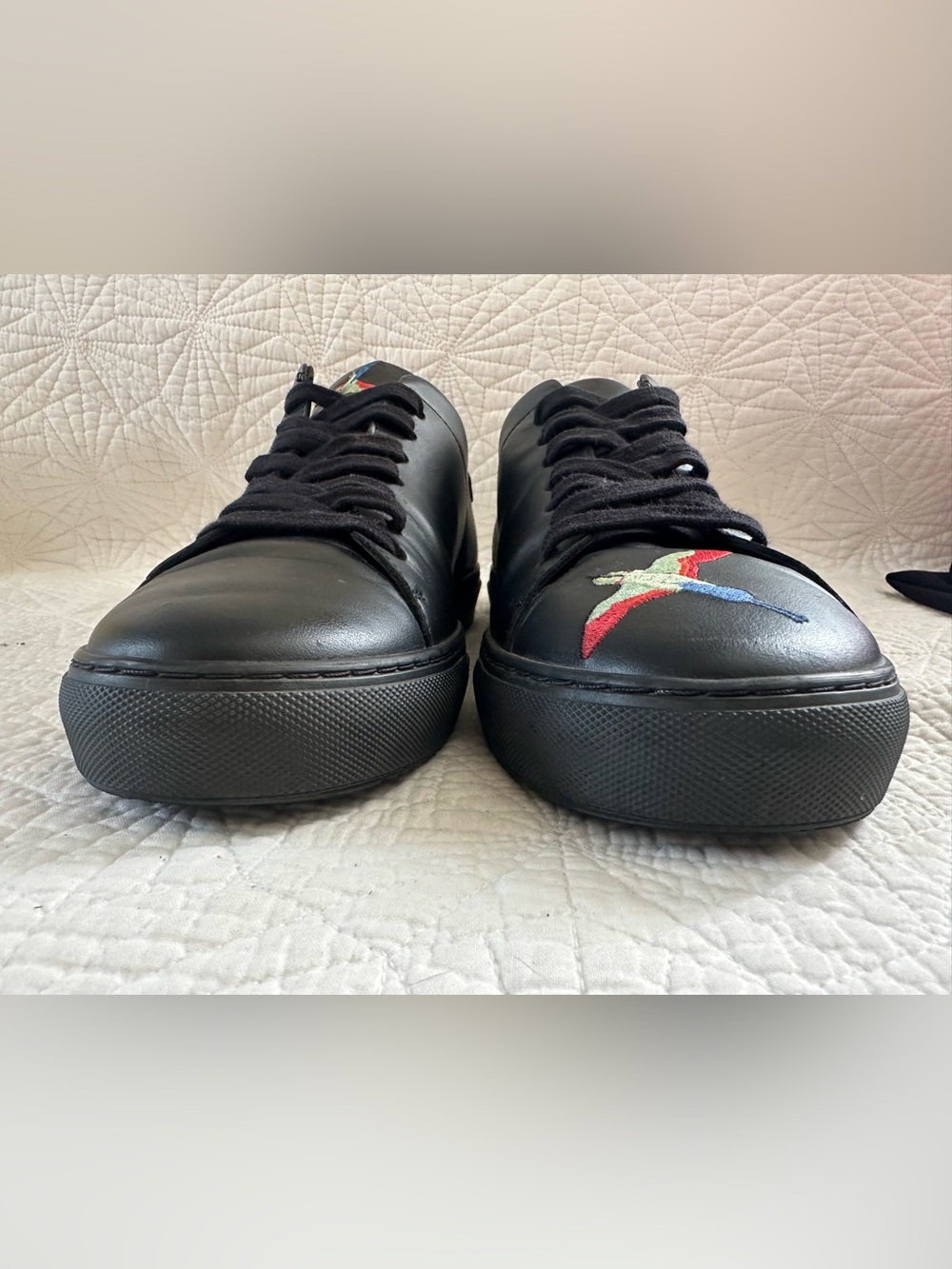 Axel Arigato Black Leather Sneakers with Multicolor Bird Embroidery - Picture 3 of 13